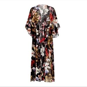 NWT Walter Baker Tulum Caftan Coverup in Tropical Print, One Size.